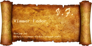 Vimmer Fodor névjegykártya
